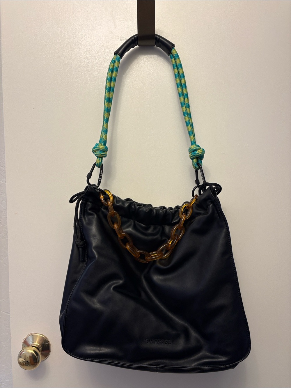 Rotunda Sant Hobo PU Black Leather Bag
